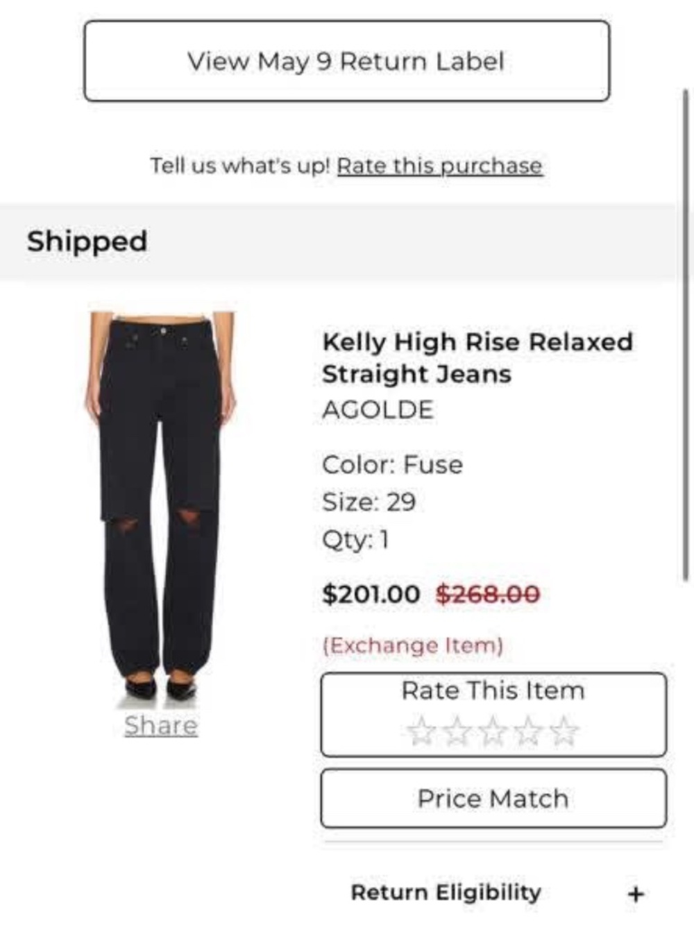 Agolde Kelly High Rise Relaxed Straight Jeans